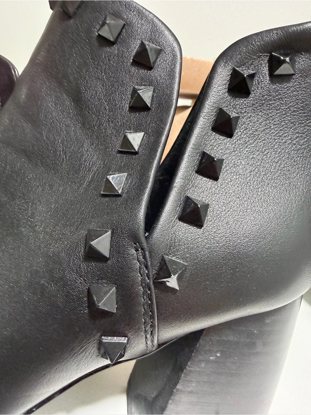 Steve Madden Black Pyramid Stud Leather Ankle Booties